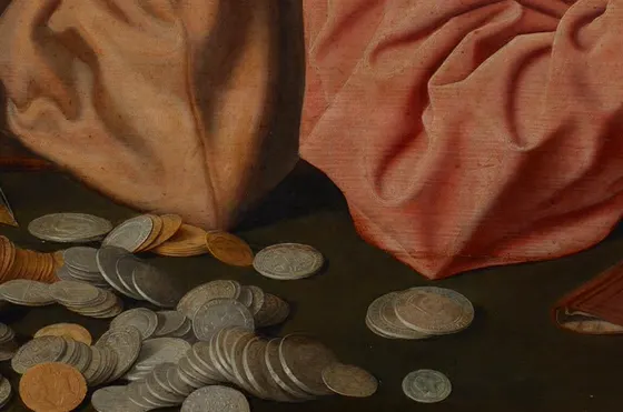 A spill of silver coins